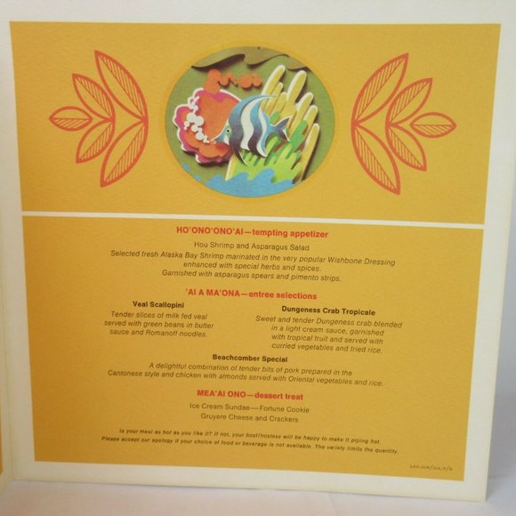 Continental Airlines Tropical Bounty Don the Beachcomber Food & Grog Menu LAX Y6 - Picture 5 of 5